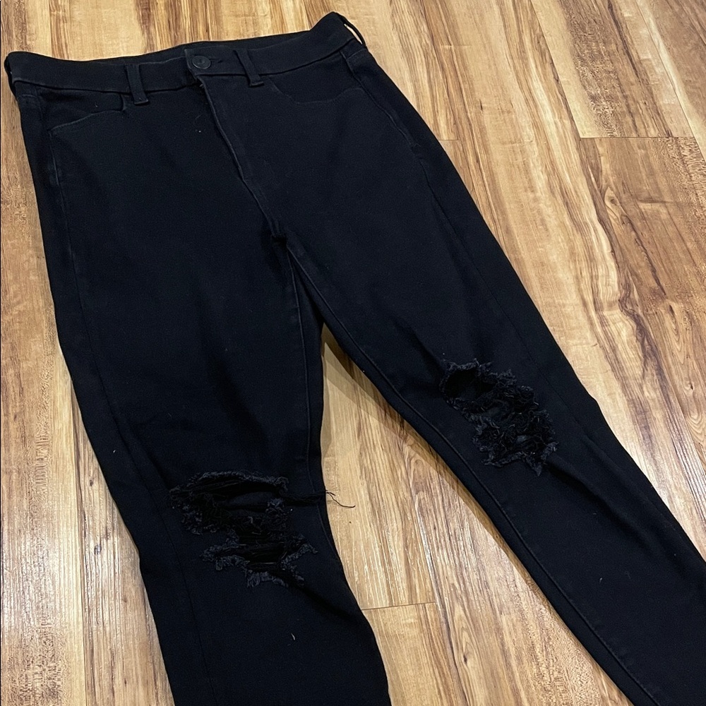 American Eagle Black Distressed High Rise Dream Jeans